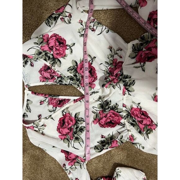 Charlotte Russe Rose Floral Romper Small Womens Long Sleeve - Picture 10 of 10